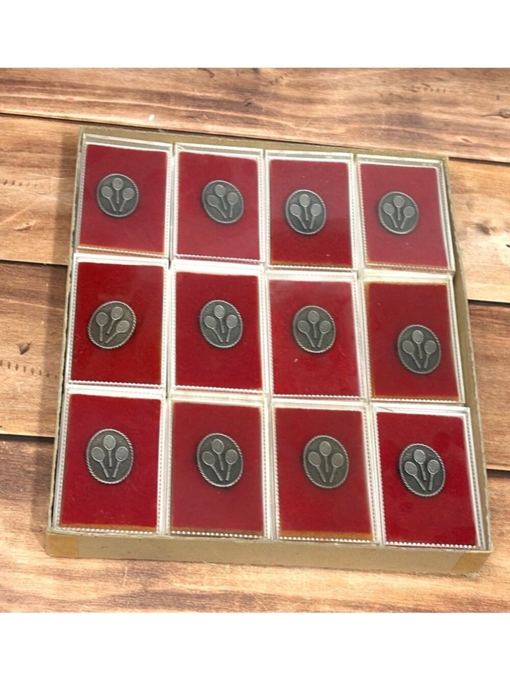 Lot of 10 Pewter Tennis Racket Brooch Lapel Pins NOS Boxed Vintage